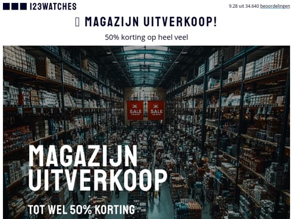 🛒 Magazijn uitverkoop! 50% korting op heel veel