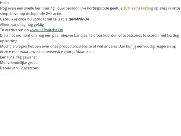 Laatste kans: jouw 10% extra korting verloopt morgen 