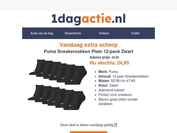 🔥Scoor 12 paar Puma sneakersokken voor een scherpe prijs