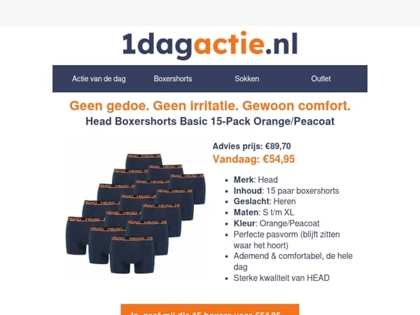 Straks te laat: 15 boxers voor < €3,70 per stuk