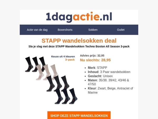 3-pack STAPP Wandelsokken – Nu voor een scherpe prijs!⏰