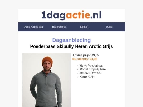 ⌛Laatste kans : Poederbaas Skipully Heren Arctic Grijs