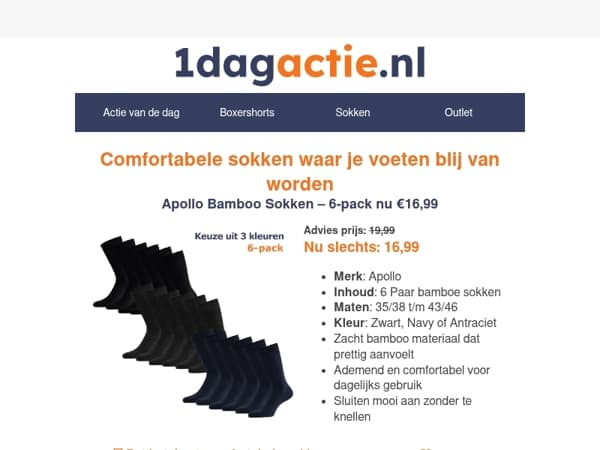 Elke dag zachte voeten: Bamboo sokken 6-pack nu €16,99🍃🧦
