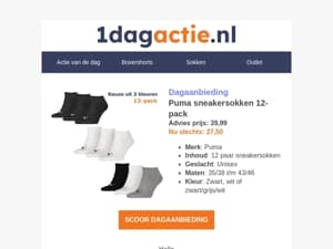 Puma sneakersokken 12-pack voor 27,50– bespaar nu🧦