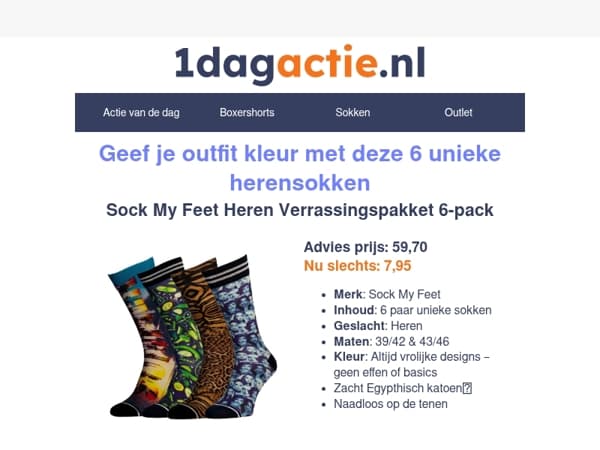 6 paar sokken voor slechts €7,95