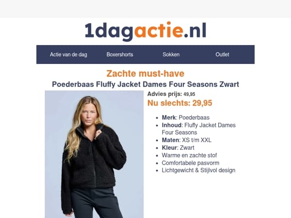 Poederbaas Fluffy Jacket nu €29,95⏰🧡