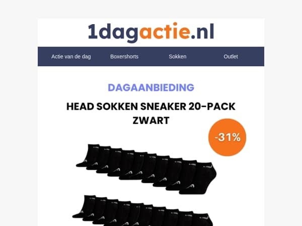 20 Paar Head Sneakersokken Zwart – Sla je slag📢