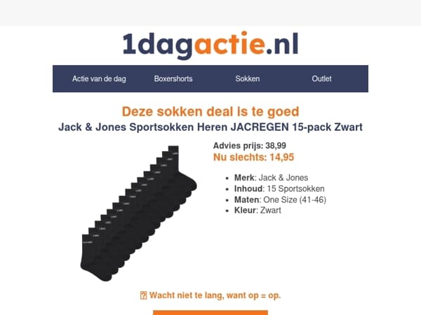 15 paar Jack & Jones sokken voor €14,95