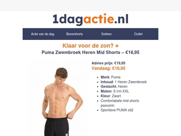 Klaar voor de zon? Puma zwembroek €16,95 ☀️