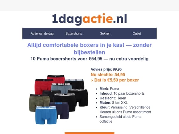 Mis dit niet: 10 Puma boxers €54,95📢