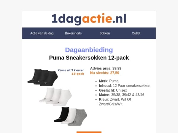 Puma Sneakersokken 12-pack voor €27,50!🧡⏰