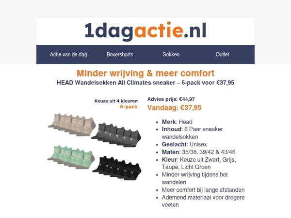 Vandaag: HEAD wandelsokken sneaker 6-pack €37,95 (was €44,97) 🥾🌳