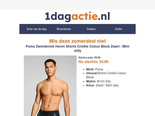 🏖️ Zomerdeal: Nu €5 korting op Puma zwembroek