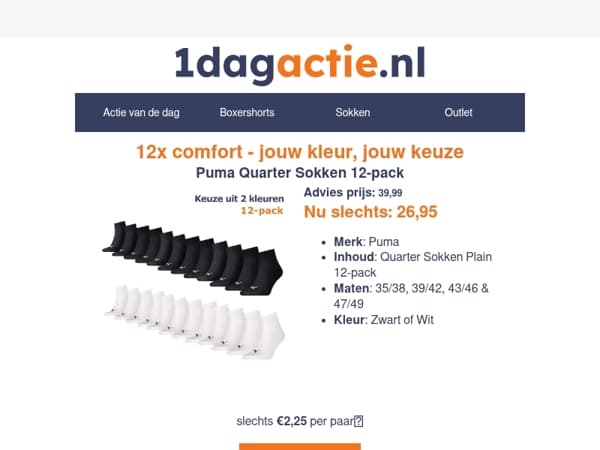 Bestseller: Puma 12-pack sokken nu €26,95🧡