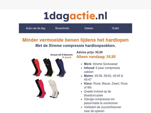 Minder vermoeide benen? Vandaag 6 compressiesokken voor €34,95