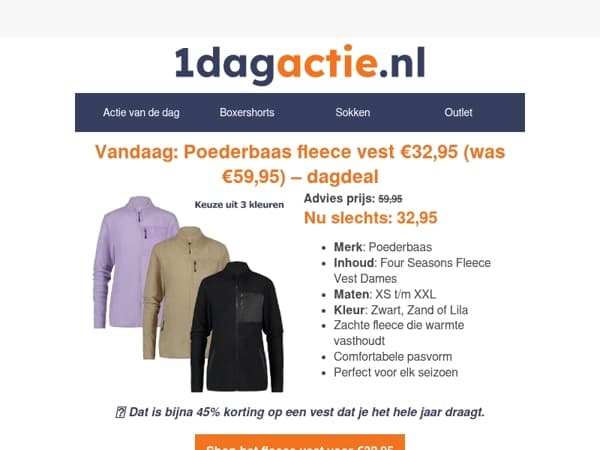 Vandaag: Poederbaas Fleece Vest Dames €32,95 (van €59,95)🧡📢