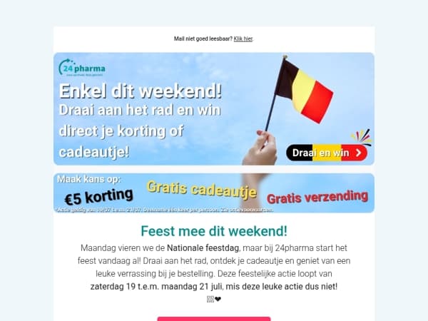 Draai en win! Enkel dit weekend 🖤💛❤️