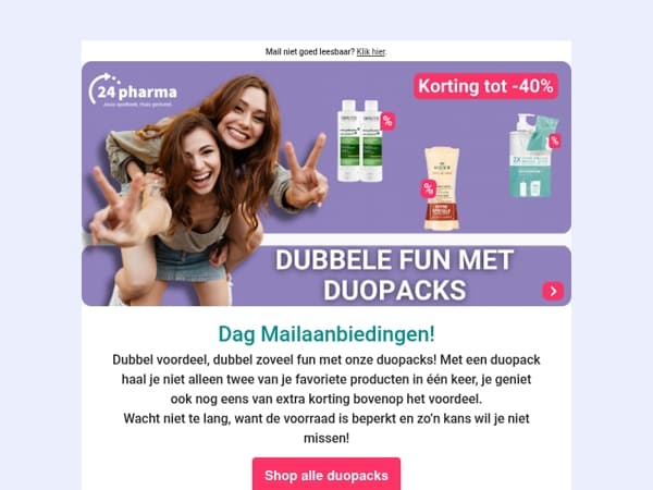 Scoor tot 40% korting op Duopacks ✌️