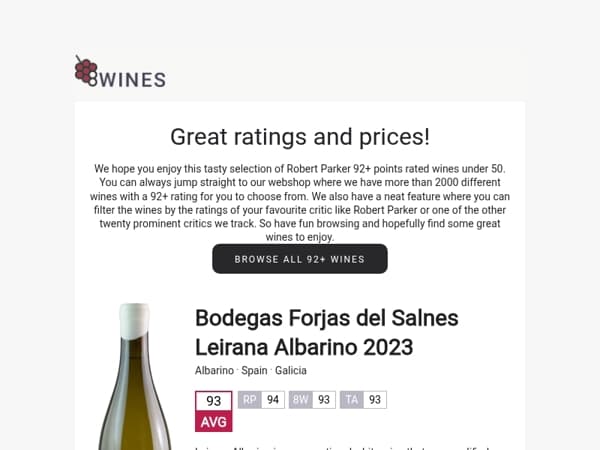 Robert Parker 92+ Points Wines under 50 🥂