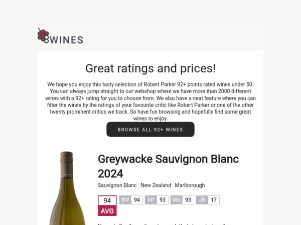 Robert Parker 92+ Points Wines under 50 🥂