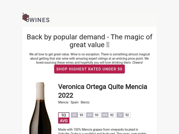 Great Value: Top Ratings at Various Price Points under 50 🍷