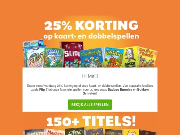 Nu 25% korting op onze kaart- en dobbelspellen!