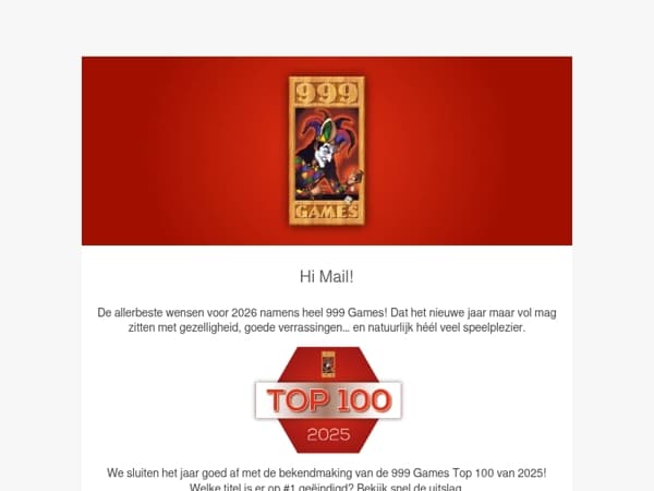 De bekendmaking van de 999 Games Top 100