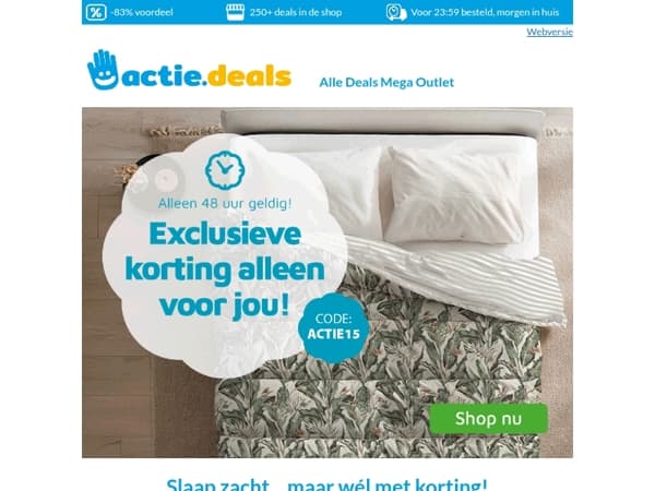 🎉 Exclusief: 15% partnerkorting bij BudgetBed!