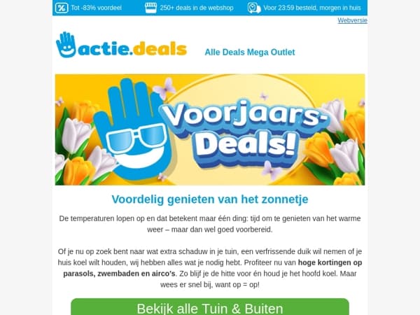 Mooi weer deals!☀️ Parasols, zwembaden, airco's en meer