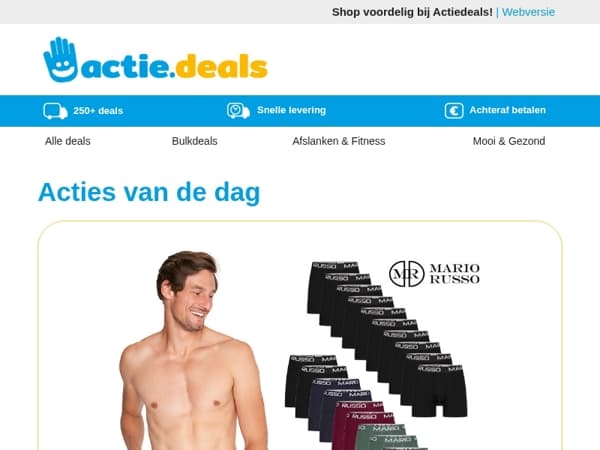 Mario Russo Boxershorts | Slimme videodeurbel | Sensor Prullenbak 50L | Elektrische Schoonmaakborstel | Motion Camera