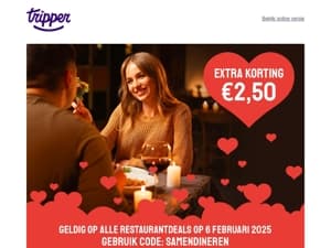 Gratis € 2,50 extra korting op alle restaurants🍴
