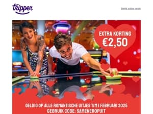 Romantische valentijn-uitjes met € 2,50 éxtra korting