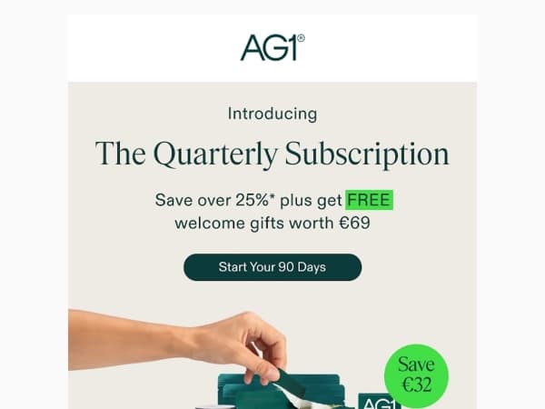 Try AG1 for 90 days & save 25%