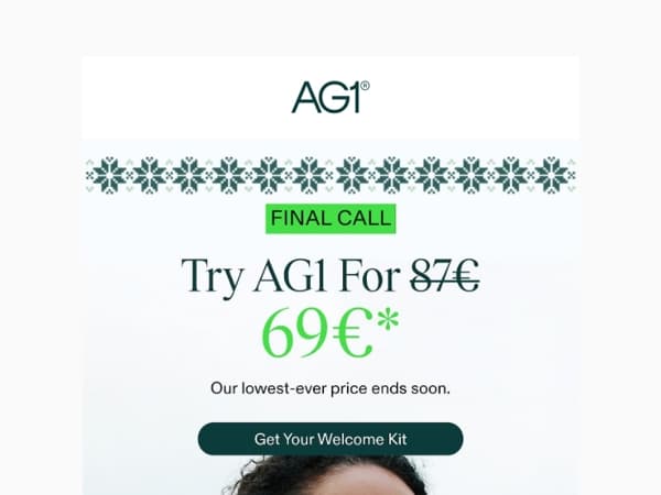 Last Call: AG1's Lowest Ever Price