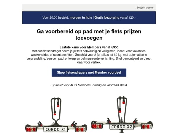 Laatste kans: Member voordeel op fietsendragers vanaf €350