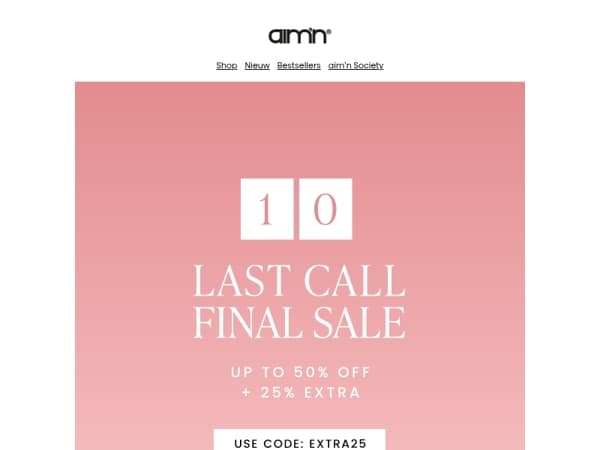 FINAL SALE eindigt vanavond!
