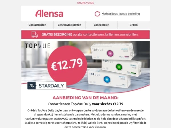 Contactlenzen TopVue Daily voor €12.79 - alleen deze maand!
