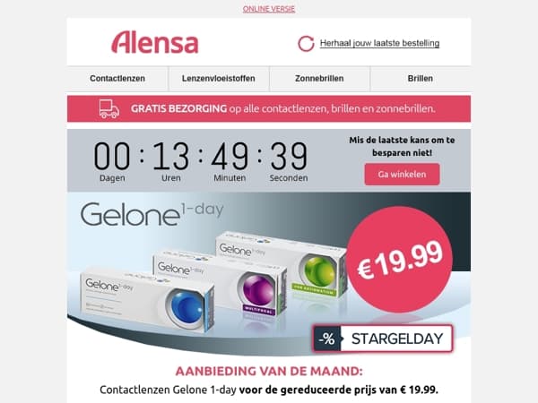 Alleen vandaag: Gelone 1-day contactlenzen voor slechts € 19.99