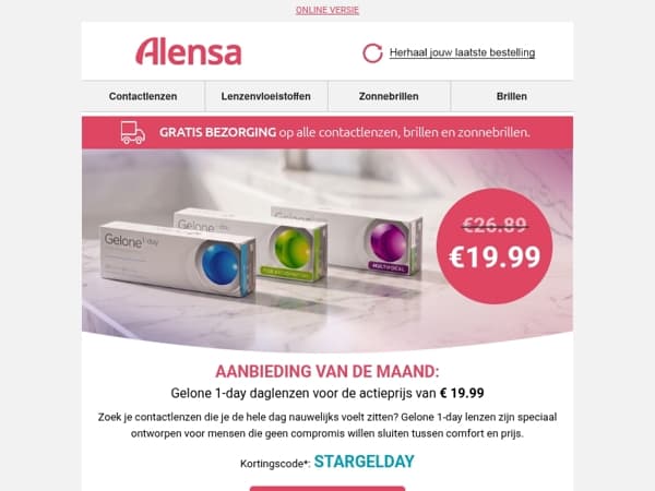 Eindelijk verlichting voor je ogen? Probeer Gelone 1-day! 💧
