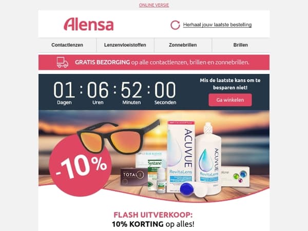 Laatste oproep: Geniet van 10% korting op je hele aankoop.
