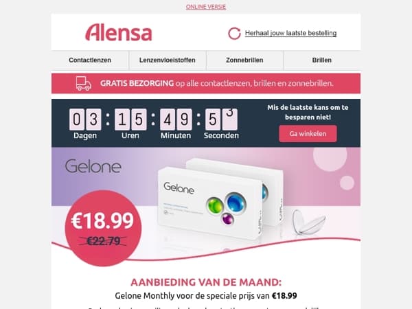Laatste kans om Gelone Monthly lenzen te krijgen voor slechts €18.99