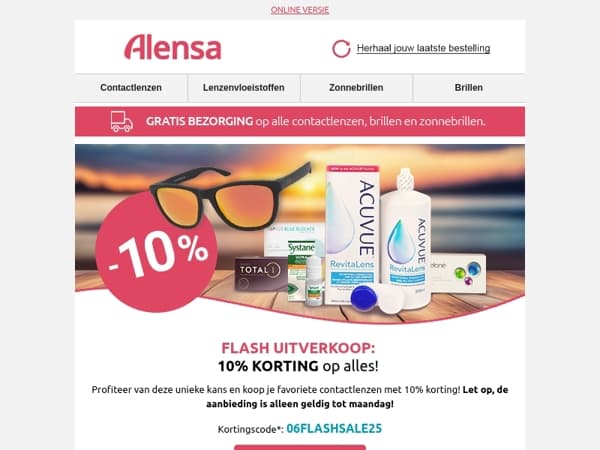 Flash uitverkoop: 10% KORTING op alles.