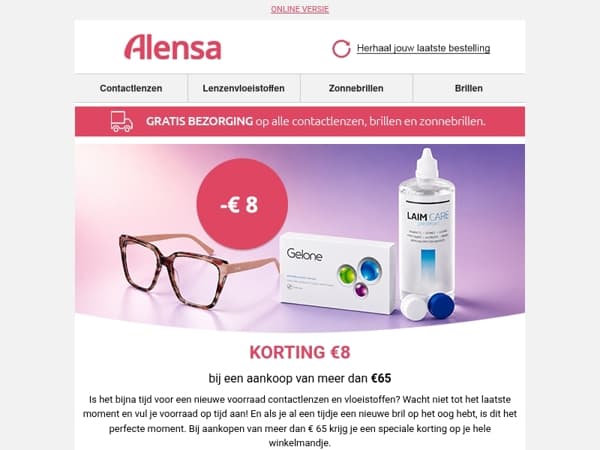 Contactlenzen, brillen en nog veel meer zijn nu € 8 korting.