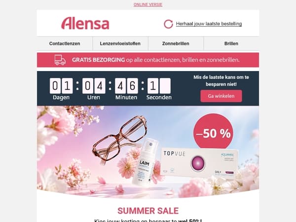 🏖️ De uitverkoop verdwijnt bijna. Bereid je voor op de zomer met korting.