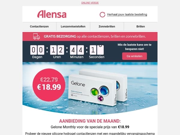 Profiteer van korting op Gelone Monthly contactlenzen.