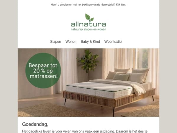 Bespaar nu tot 20 % op matrassen!