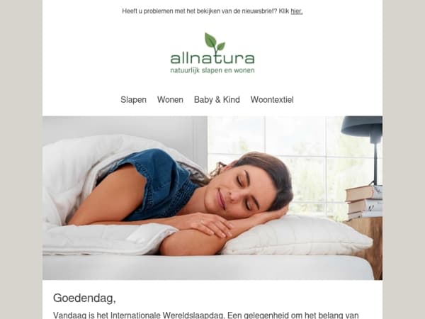 Wereld Slaap Dag - fris wakker worden met allnatura!