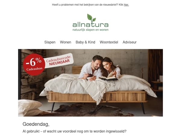 Alleen voor morgen: bespaar 6% op een goede nachtrust! ✨