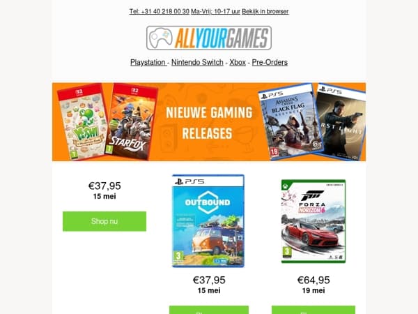 Check de laatste gaming releases + pre-orders!