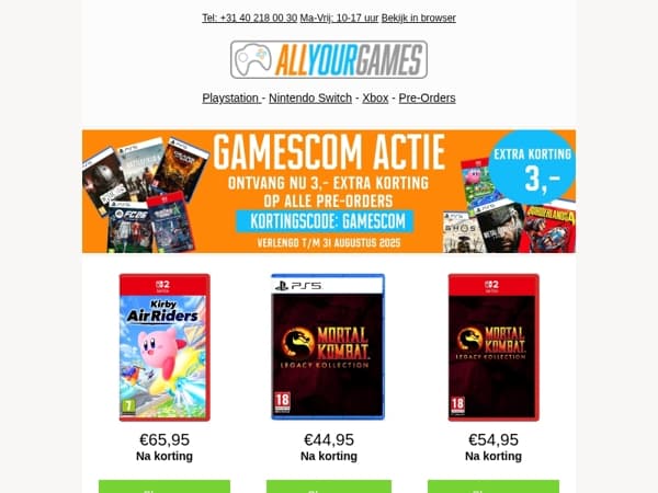 Actie verlengd: Extra korting op alle pre-orders!